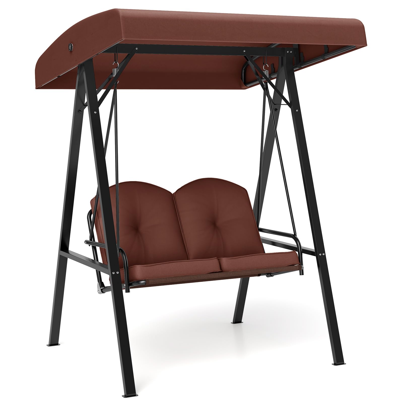 Tangkula 2 Person Porch Swing, Patio Swing with Adjustable Canopy